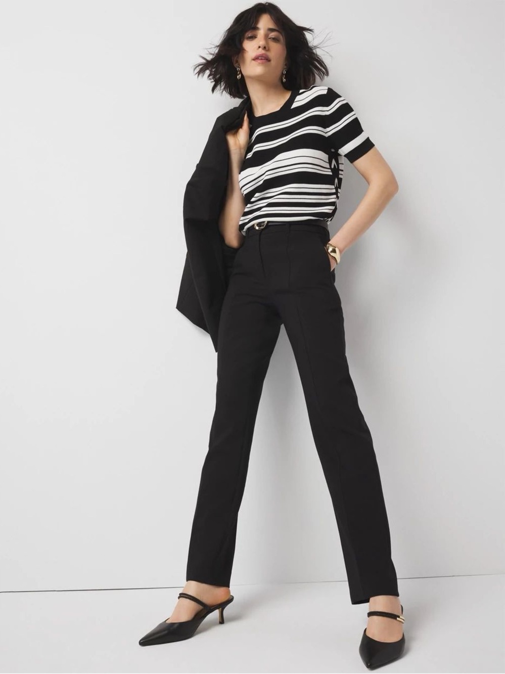 WHBM High-Rise Straight Black Classic Pant Size 2